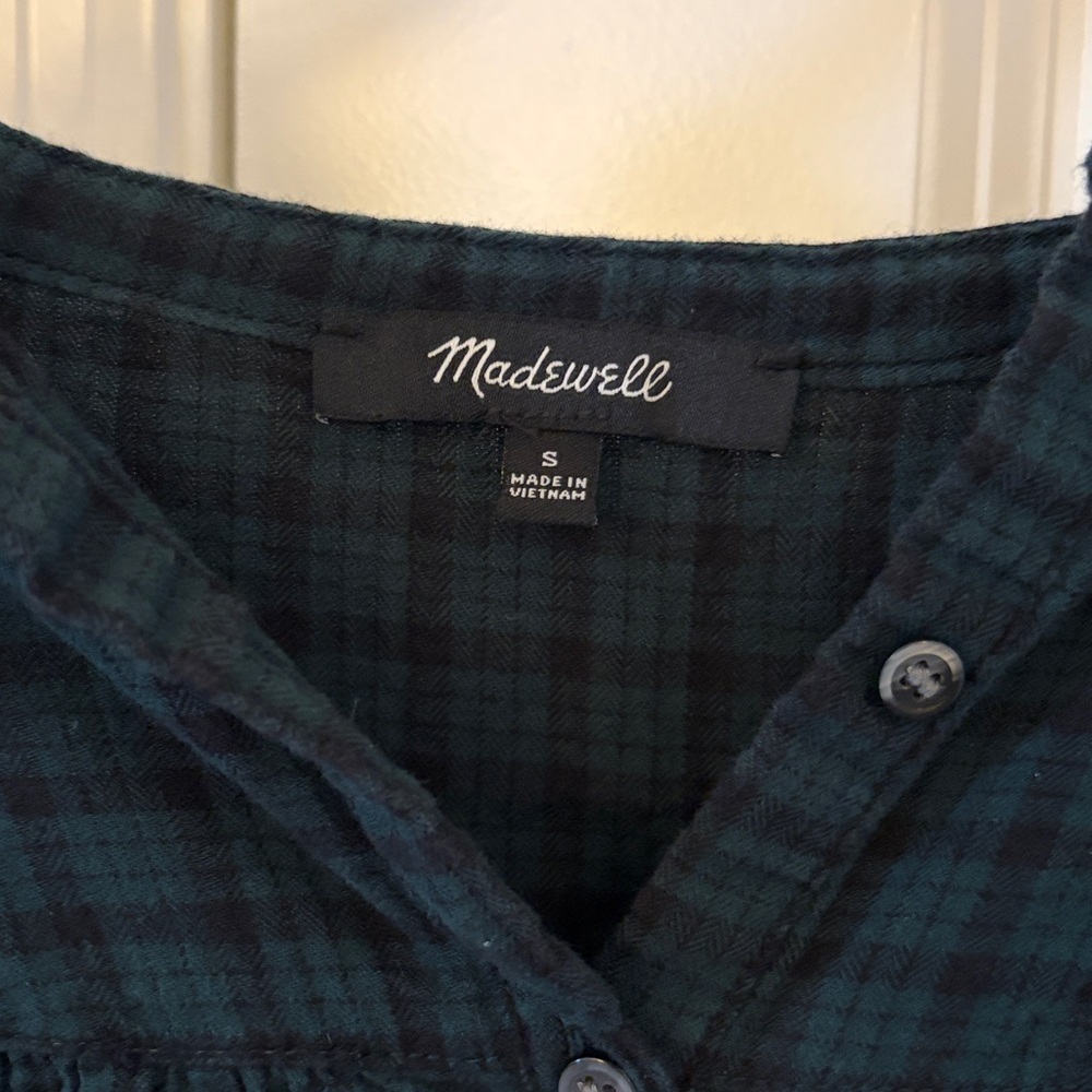 Madewell Navy Plaid Blouse - Picture 2 of 5